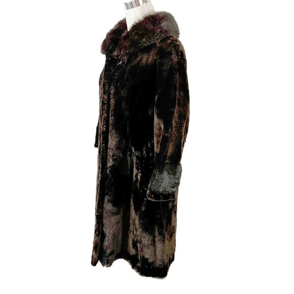 Sheared Beaver Midi Coat with Front Closure & Mink Collar Vintage 1940s Taubert - Picture 6 of 15